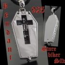 925 Silver TATTOO SKELETON COFFIN Biker Pendant