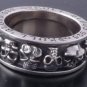 Sterling Silver TWISTED SKULL SCROLL Bike Ring sz 10