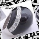 925 SILVER WHITE GEMS ENAMEL LADIES RING US sz 6.75