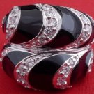 925 Silver Black Enamel Ladies Ring US sz 7.5