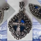 925 SILVER FLORAL GOTHIC CROSS GEMSTONE BIKER PENDANT
