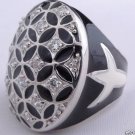 925 SILVER  WHITE GEMS ENAMEL LADIES RING gr. 54 - US 7