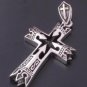 925 STERLING SILVER BIKER GOTHIC CROSS CROWN PENDANT