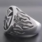Sterling Silver Biker Maltese Cross Flame Ring US 12