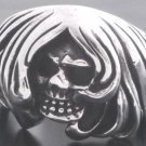 Sterling Silver Ghost Skull Biker Chopper Ring sz 10.75