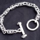 CUSTOM CROSS SKULL CLASP STERLING SILVER BRACELET 8.5"