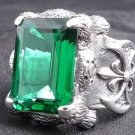 KING CLAW STERLING SILVER BATTLE AXE GEM RING sz 9.5