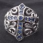925 SILVER GOTHIC CROSS TATTOO BIKER GEM RING sz 9.75