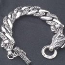 SUPER FANCY DRAGON 925 SILVER HEAVY BIKER BRACELET 8.5"