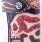 NEW Skull Design Calf Leather Python Skin Biker Wallet