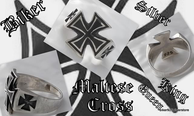 925 SILVER MALTESE CROSS SOLID BIKER KING RING SZ 11.75