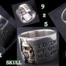 925 SILVER HALF SKULL BAND BIKER KING RING US SZ 9.5