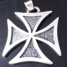 925 SILVER SOLID HEAVY MALTESE IRON CROSS BIKER PENDANT