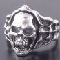 Sterling Silver Skull Bone Flame Biker Ring US sz 10.75