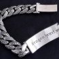 SOLID FANCY BIKER DRAGON HEART SILVER LINK BRACELET 8"