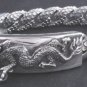 SOLID FANCY BIKER DRAGON HEART SILVER LINK BRACELET 8"