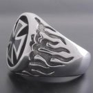 Sterling Silver Biker Maltese Cross Flame Ring sz 10