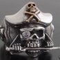 925 SILVER MACHETE PIRATE SKULL GEM BIKER RING sz 11