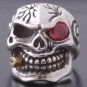 925 Silver 3D Skull Cigar Biker Pirate Ring US sz 9.5