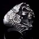 925 SILVER CUSTOM ENCRUSTED SKULL BIKER RING sz 12.75