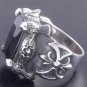 KING CLAW STERLING SILVER BATTLE AXE GEM RING sz 8.75