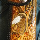 BIFOLD CARVED EAGLE CALF LEATHER CHOPPER BIKER WALLET