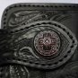 BIFOLD BLACK DRAGON TRIBAL CALF LEATHER BIKER WALLET