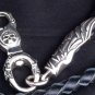 925 STERLING & LEATHER TRIBAL SKULL CLASP WALLETCHAIN