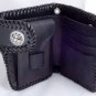 AWESOME BIFOLD SMALL CARVED GOTHIC CROSS FLOWER TRIBAL BIKER CHOPPER CALF LEATHER WALLET