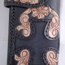 AWESOME BIFOLD CARVED GOTHIC CROSS FLOWER TRIBAL BIKER CHOPPER CALF LEATHER WALLET