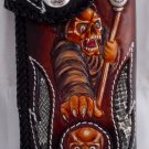 AWESOME BIFOLD CARVED GHOST TRIBAL STINGRAY BIKER CHOPPER CALF LEATHER WALLET