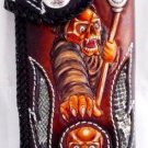 BIFOLD CARVED GHOST SKULL SNAKE / CALF LEATHER WALLET