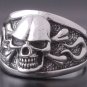 Sterling Silver Skull Bone Flame Biker King Ring US 12
