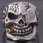 925 STERLING SILVER CRACKED SKULL BIKER RING SZ 11