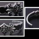 STERLING SILVER FLEUR DES LIS BIKER BRACELET / BANGLE