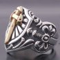 Custom 925 Silver Dagger Sword Medieval Templar Biker Chopper Ring US sz 10