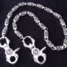 925 Sterling Solid Silver Crown Skull Clasp Biker Chopper King Walletchain New