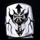 925 STERLING SILVER MALTESE CROSS TRIBAL ARROW MEDIEVAL CRUSADER BIKER RING 9.5
