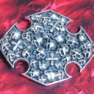 925 STERLING SILVER SKULL YARD CROSS CEMETERY BIKER CHOPPER SOLID BELT BUCKLE