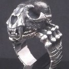 925 STERLING SILVER MONSTER SKULL SABER JAW SOLID COOL BIKER RING US SZ 10.75