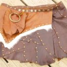 CALF LEATHER UNIQUE LADIES CHOPPER BIKER MINI SKIRT NEW