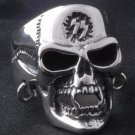 925 STERLING SILVER CUSTOM PIERCED SKULL SYMBOL BIKER CHOPPER RING US sz 8.75