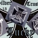 LUCKY 13 IRON CROSS 925 STERLING SILVER BIKER CHOPPER ROCK STAR RING US SZ 13