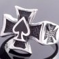 925 STERLING SILVER MALTESE CROSS GOOD LUCK ACE OF SPADES BIKER RING US sz 10
