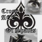925 STERLING SILVER MALTESE CROSS GOOD LUCK ACE OF SPADES BIKER RING US sz 11