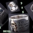 CUSTOM 925 STERLING SILVER SOLID HALF SKULL BAND BIKER CHOPPER RING US SZ 10