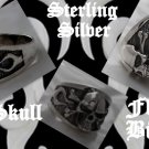 925 Sterling Silver Skull Bone Flame Biker King Ring US sz 12.5