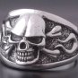 925 Sterling Silver Skull Bone Flame Biker King Ring US sz 12.5