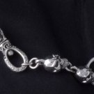 925 SILVER DOUBLE SKULL CLASP TRIBAL KING CRUSADER ROCKSTAR BIKER KEYCHAIN 5"