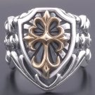 Custom 925 Silver Gothic Cross Medieval Templar Biker Chopper Ring US sz 9